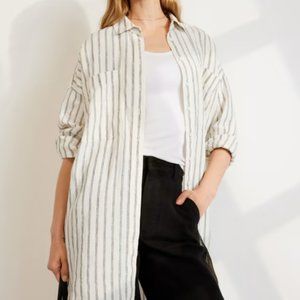 Everlane way long linen oversized striped button-up shirt